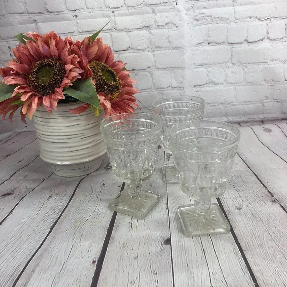 vintage set of 3 goblets pedestal stem